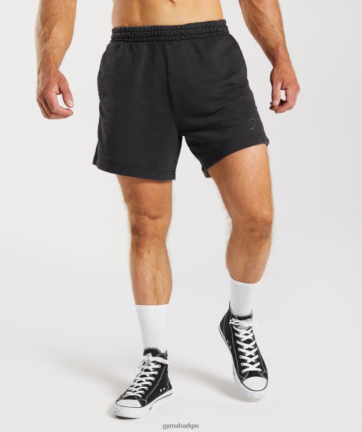 Gymsharkshorts lavados a presión de 5" hombres negro PFTJ2N524 ropa