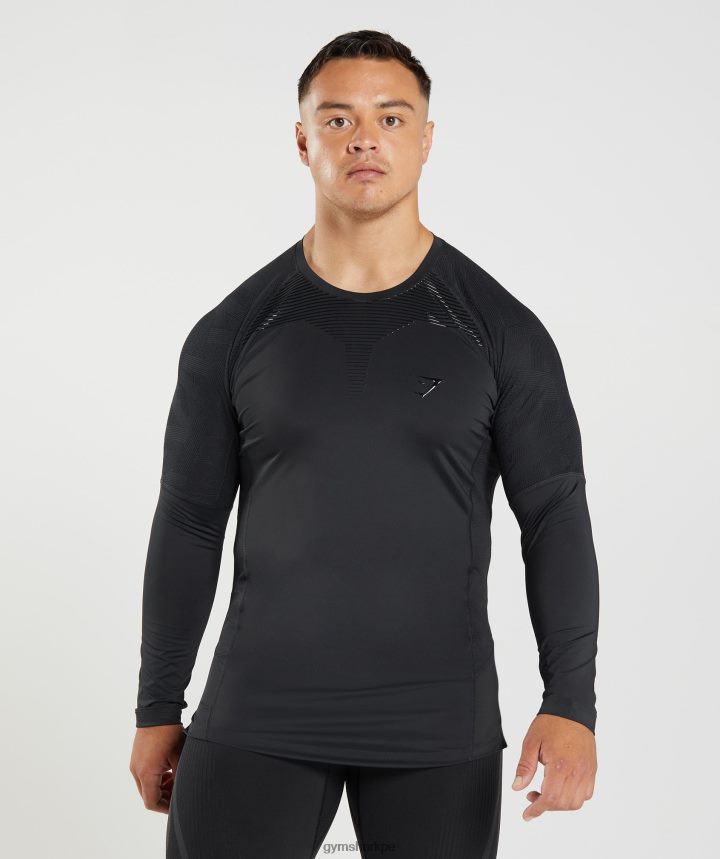 Gymshark315 camiseta de manga larga hombres negro PFTJ2N622 ropa