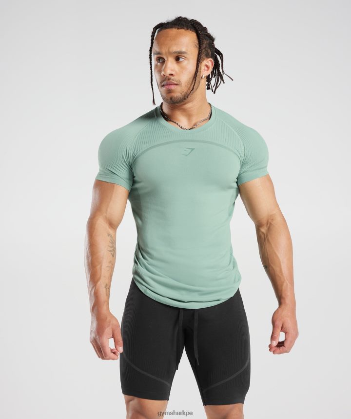 Gymshark315 camiseta sin costuras hombres verde azulado escarchado/verde azulado tinta PFTJ2N779 ropa
