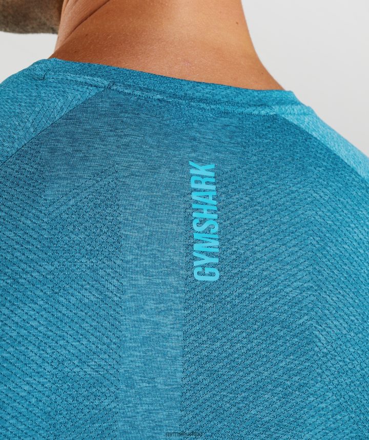 Gymsharkápice camiseta de manga larga hombres azul atlántico/azul tiburón PFTJ2N672 ropa