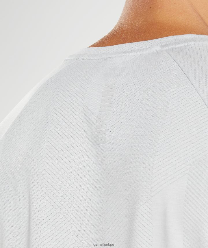 Gymsharkápice camiseta de manga larga hombres gris claro/blanco PFTJ2N613 ropa