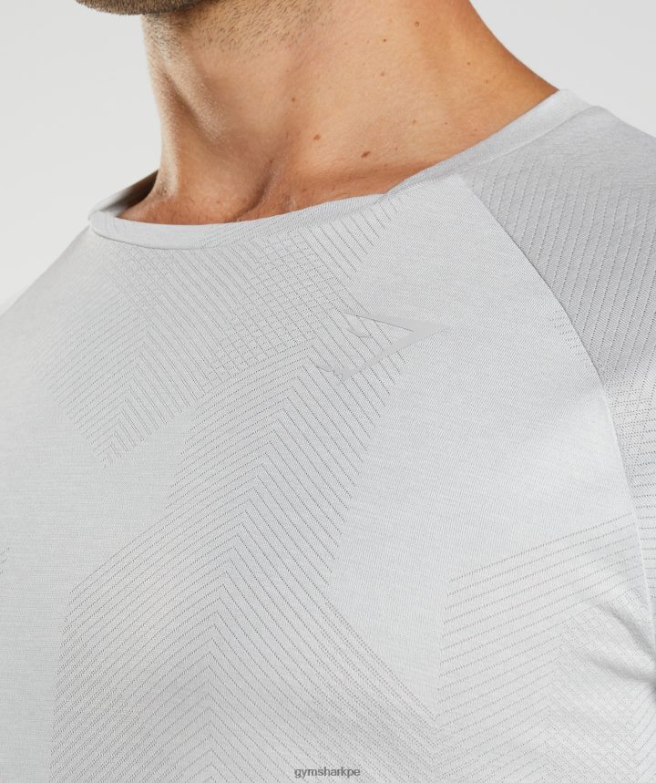 Gymsharkápice camiseta de manga larga hombres gris claro/blanco PFTJ2N613 ropa