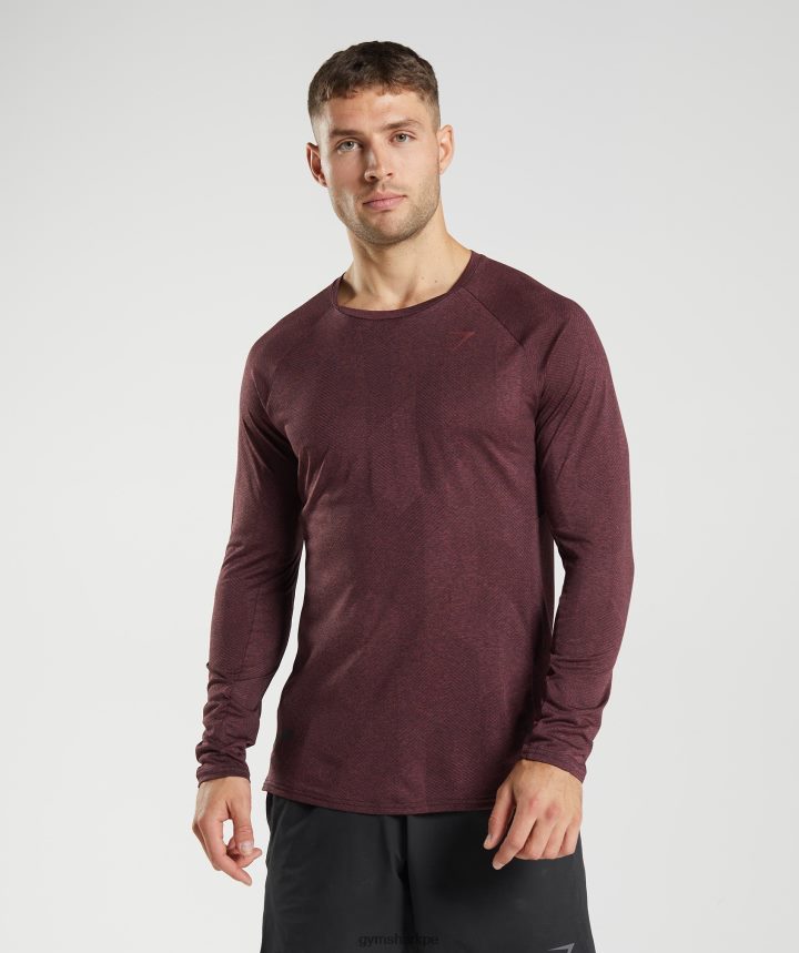 Gymsharkápice camiseta de manga larga hombres marrón cereza PFTJ2N687 ropa