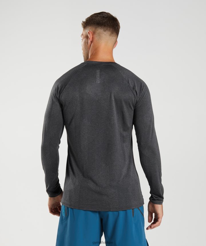 Gymsharkápice camiseta de manga larga hombres negro/gris silueta PFTJ2N653 ropa