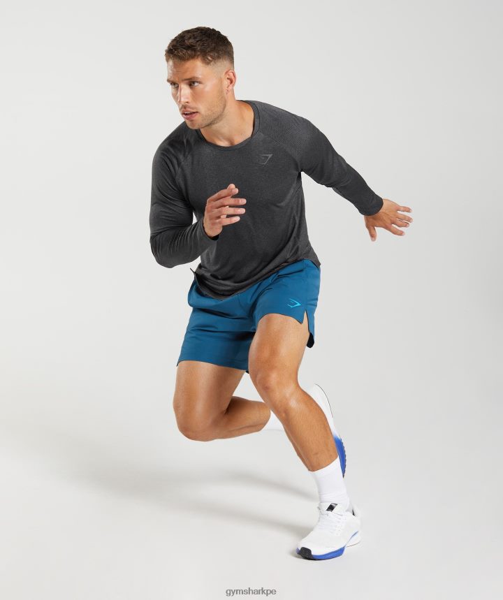 Gymsharkápice camiseta de manga larga hombres negro/gris silueta PFTJ2N653 ropa