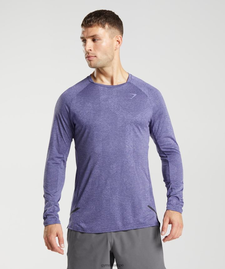Gymsharkápice camiseta de manga larga hombres púrpura neptuno/púrpura terciopelo PFTJ2N707 ropa