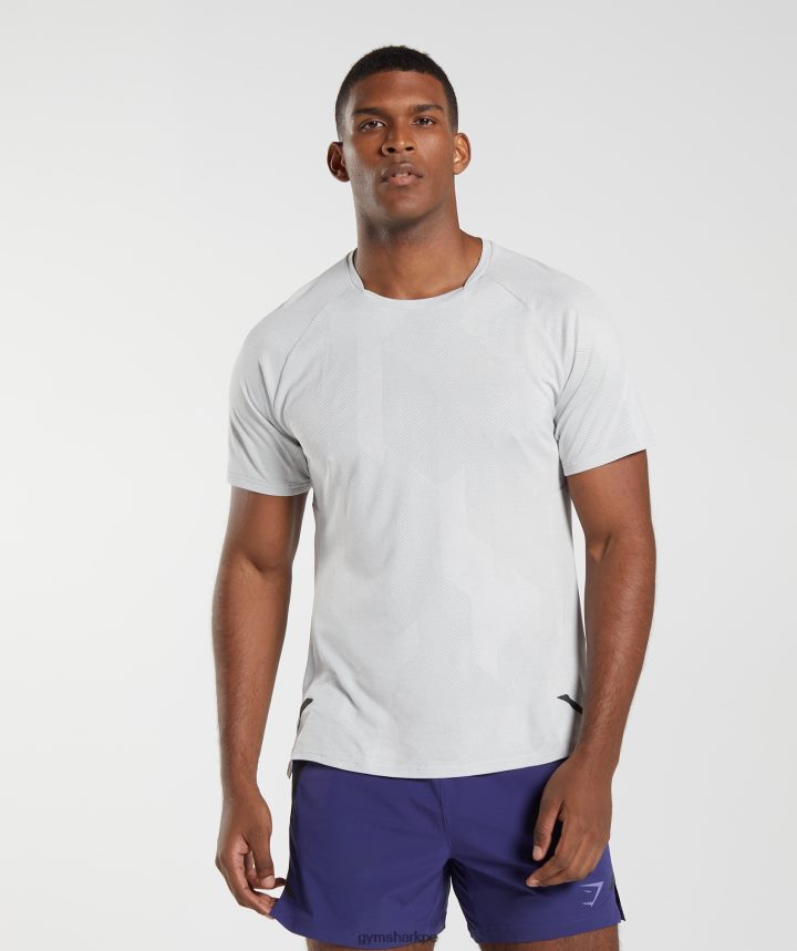 Gymsharkápice camiseta hombres gris claro/blanco PFTJ2N592 ropa