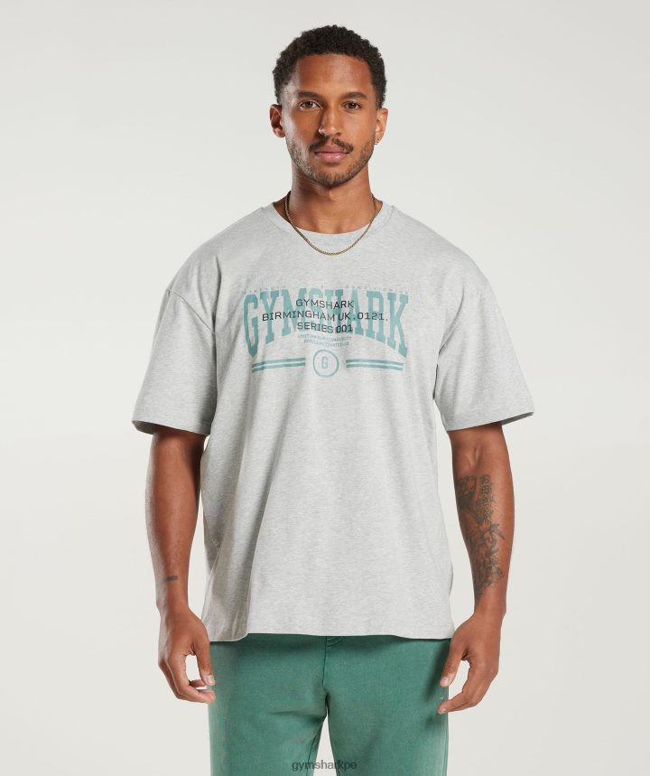 Gymsharkcamiseta colegial oversize hombres núcleo gris claro marga PFTJ2N776 ropa