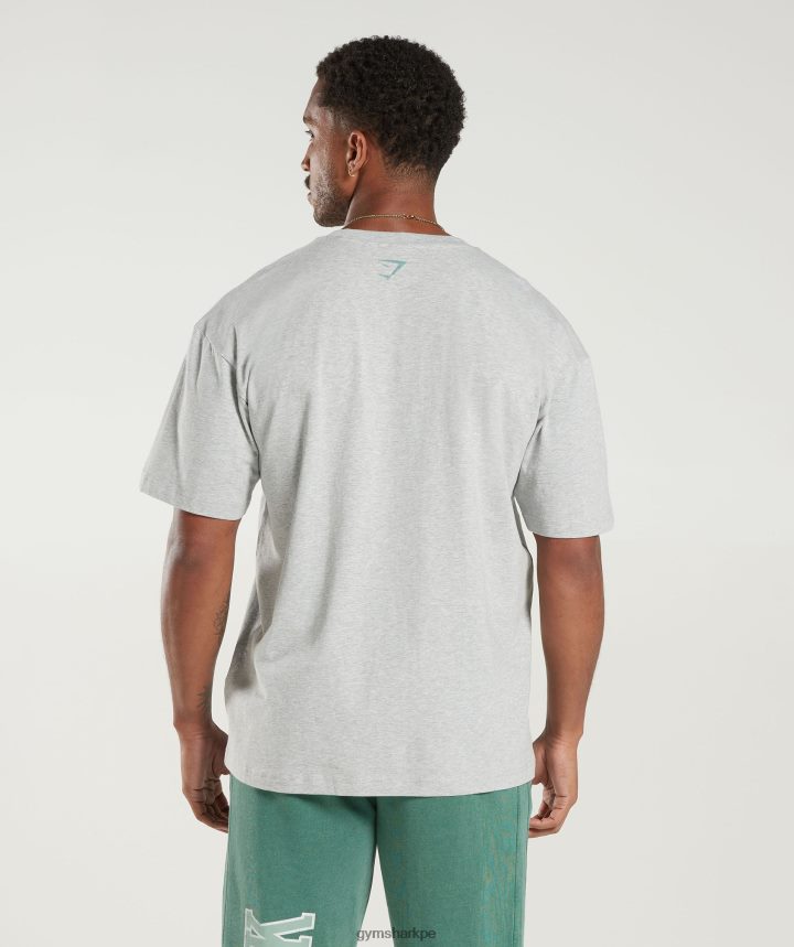 Gymsharkcamiseta colegial oversize hombres núcleo gris claro marga PFTJ2N776 ropa