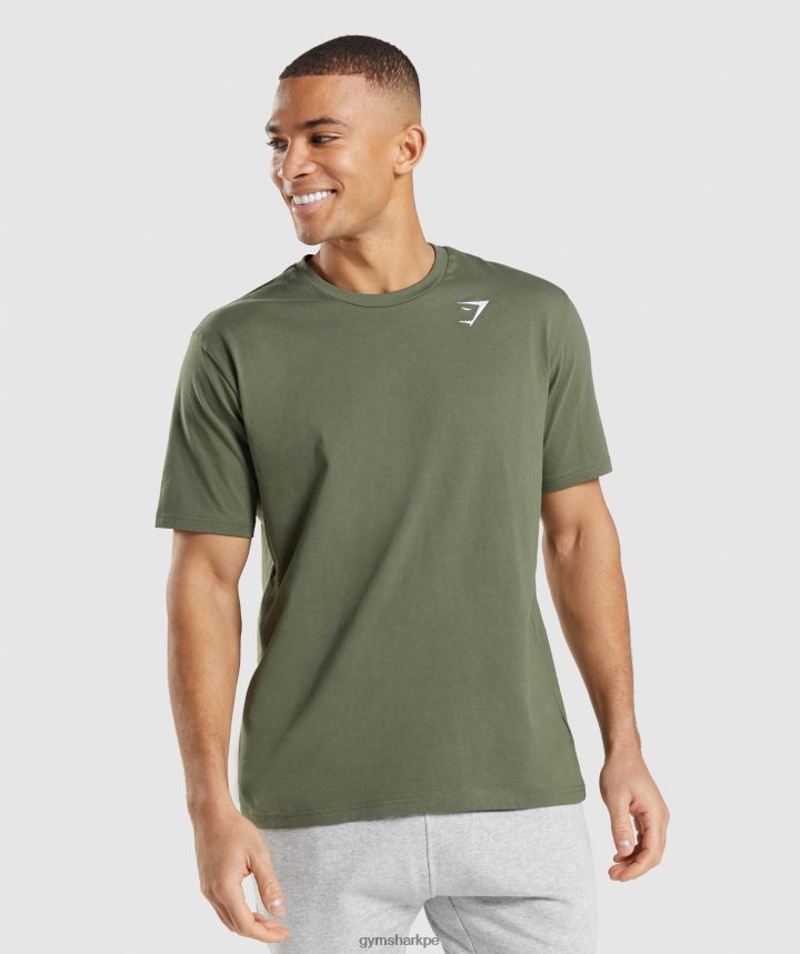 Gymsharkcamiseta con escudo hombres núcleo de oliva PFTJ2N625 ropa