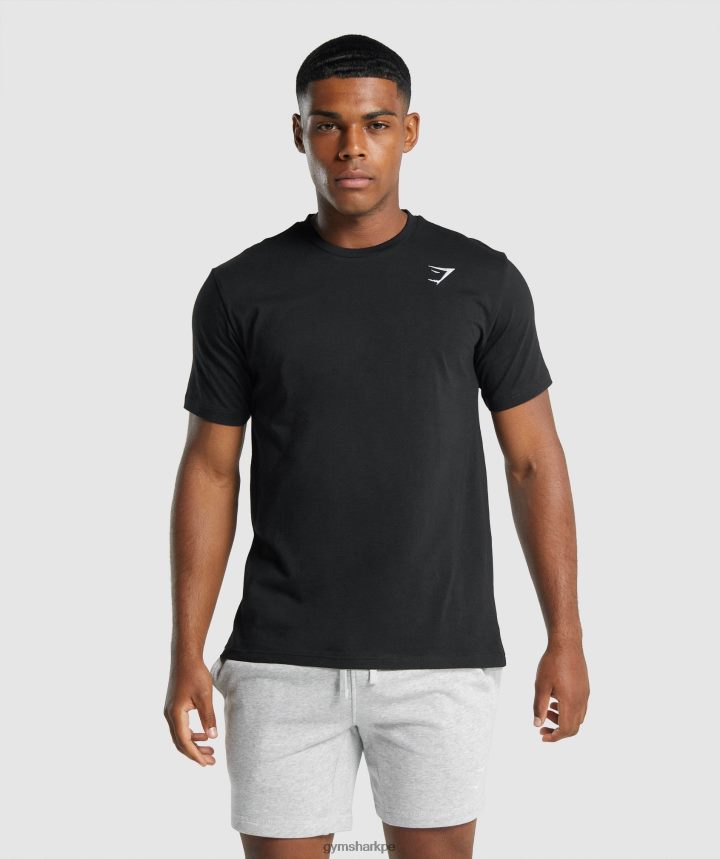 Gymsharkcamiseta con escudo hombres negro PFTJ2N574 ropa