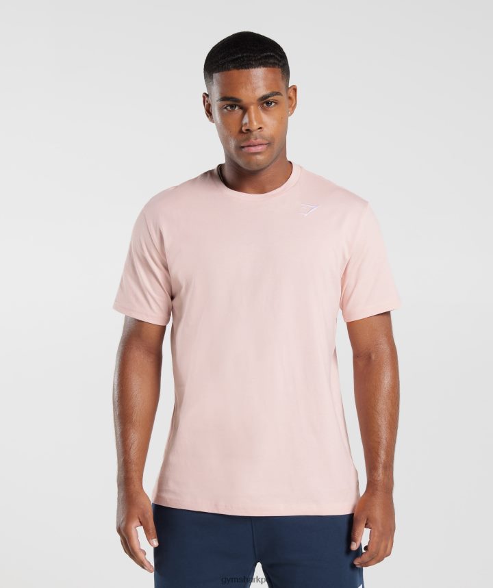Gymsharkcamiseta con escudo hombres rosa brumoso PFTJ2N680 ropa