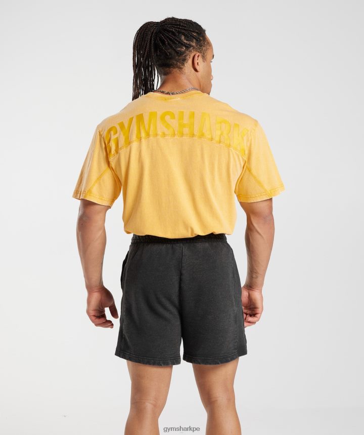 Gymsharkcamiseta con lavado a presión hombres amarillo soleado PFTJ2N694 ropa