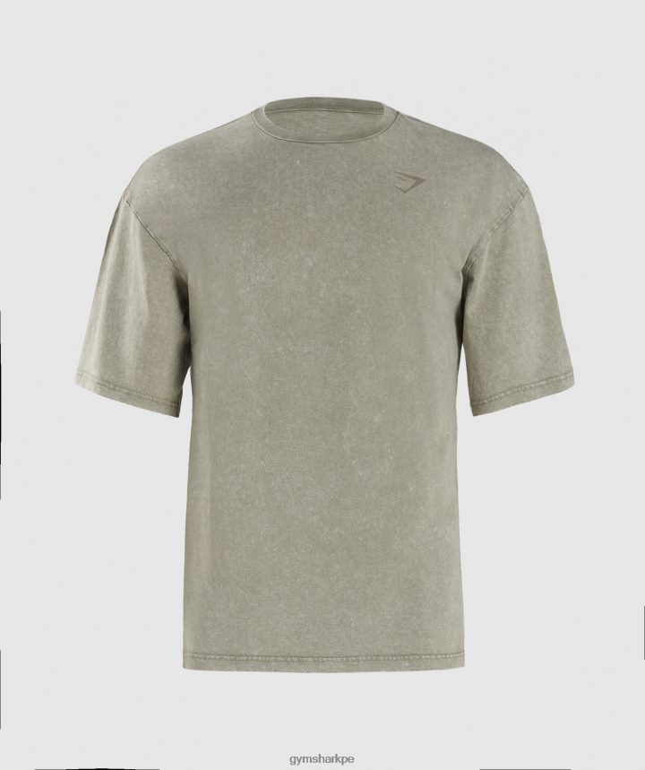Gymsharkcamiseta con lavado a presión hombres marrón crudo PFTJ2N689 ropa