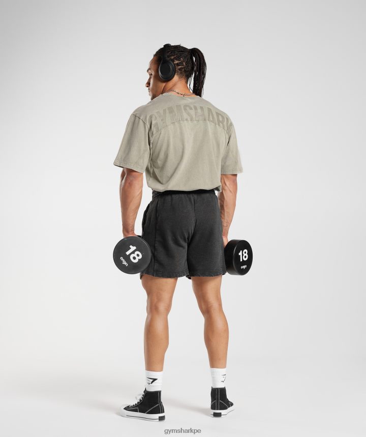 Gymsharkcamiseta con lavado a presión hombres marrón crudo PFTJ2N689 ropa