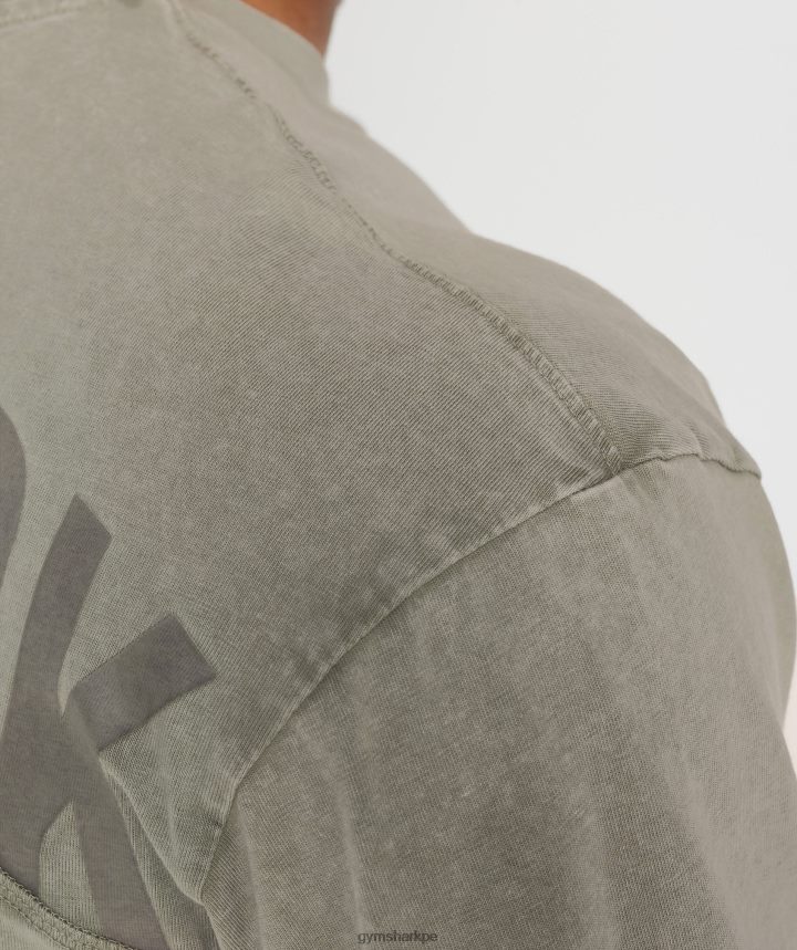 Gymsharkcamiseta con lavado a presión hombres marrón crudo PFTJ2N689 ropa