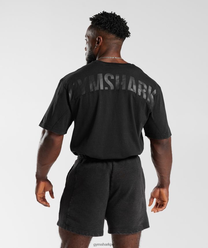 Gymsharkcamiseta con lavado a presión hombres negro PFTJ2N678 ropa