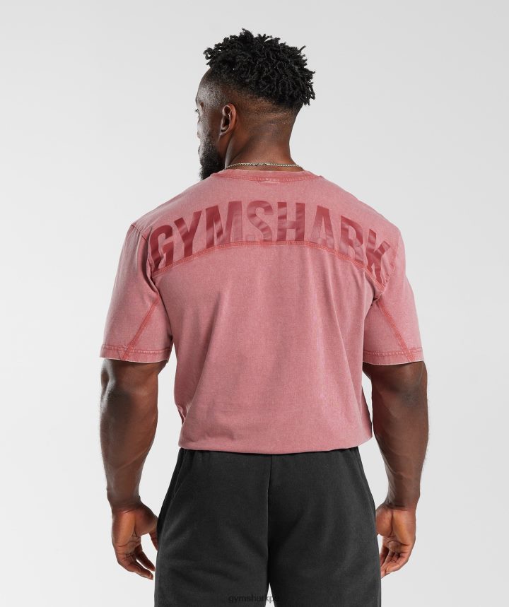 Gymsharkcamiseta con lavado a presión hombres rojo secado al sol PFTJ2N664 ropa