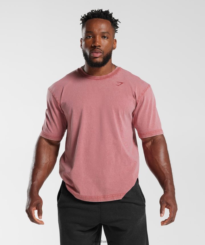 Gymsharkcamiseta con lavado a presión hombres rojo secado al sol PFTJ2N664 ropa