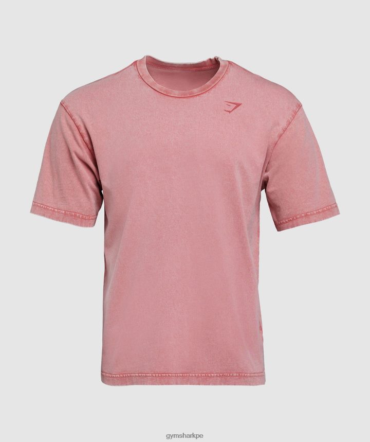 Gymsharkcamiseta con lavado a presión hombres rojo secado al sol PFTJ2N664 ropa