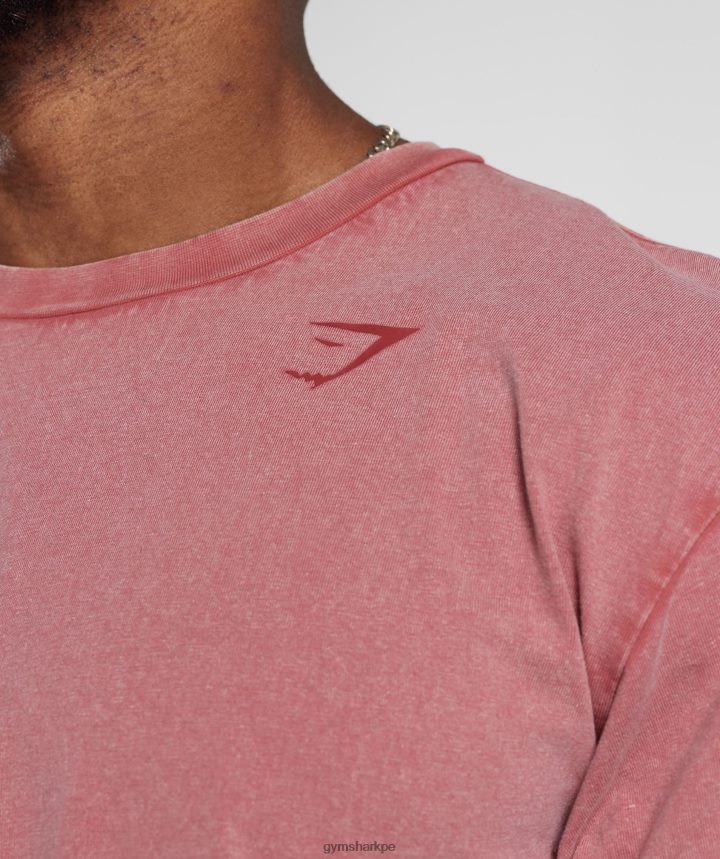 Gymsharkcamiseta con lavado a presión hombres rojo secado al sol PFTJ2N664 ropa