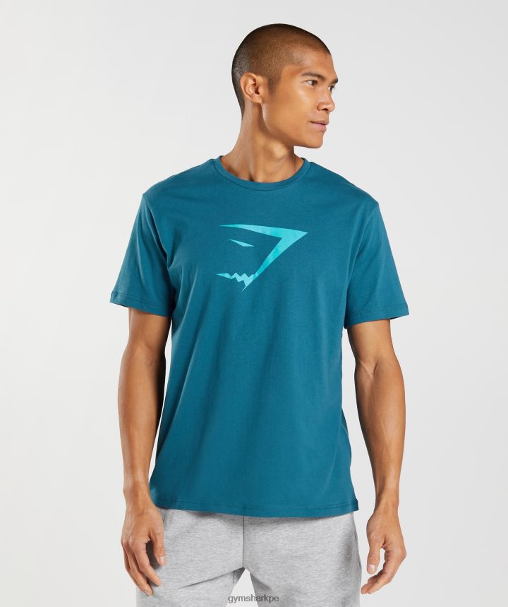 Gymsharkcamiseta con relleno de cabeza de tiburón hombres azul atlantico PFTJ2N662 ropa