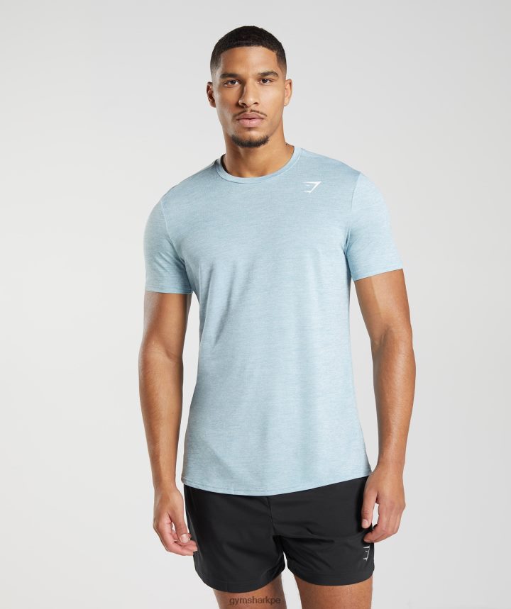 Gymsharkcamiseta de llegada hombres azul iceberg/azul hielo jaspeado PFTJ2N767 ropa