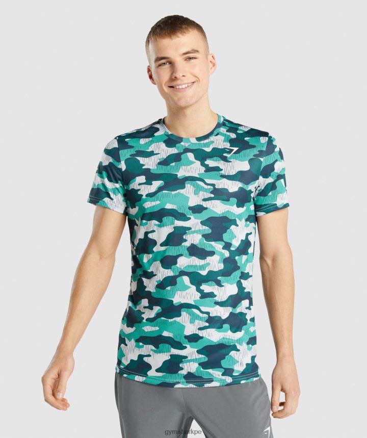 Gymsharkcamiseta de llegada hombres estampado verde azulado PFTJ2N686 ropa
