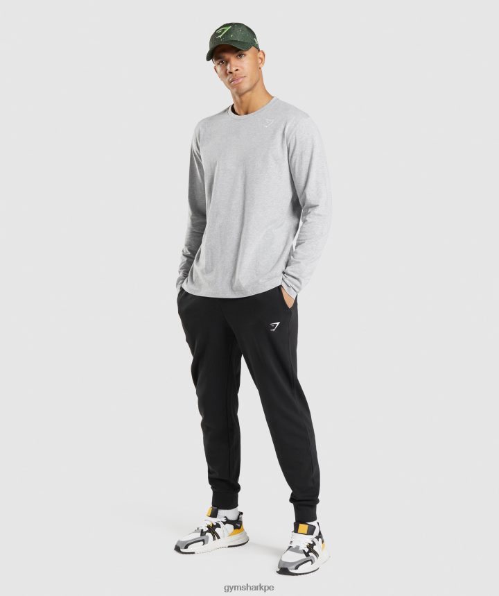 Gymsharkcamiseta de manga larga con escudo hombres núcleo gris claro marga PFTJ2N727 ropa