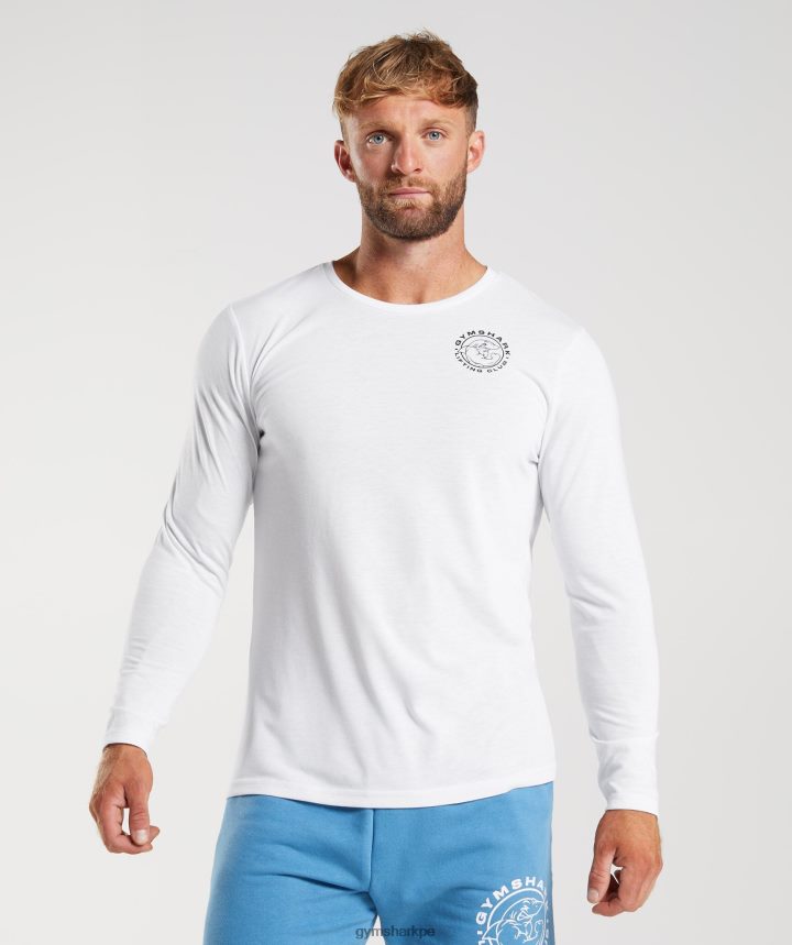 Gymsharkcamiseta de manga larga legado hombres blanco PFTJ2N676 ropa
