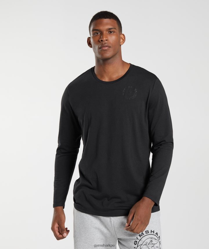 Gymsharkcamiseta de manga larga legado hombres negro PFTJ2N600 ropa