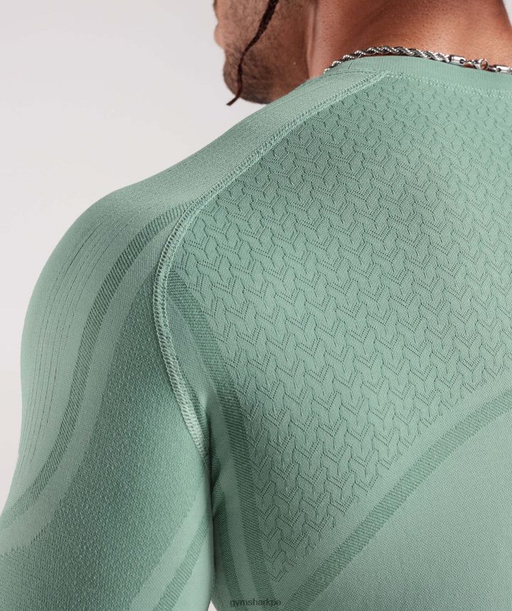 Gymsharkcamiseta de manga larga sin costuras 315 hombres verde azulado escarchado/verde azulado tinta PFTJ2N780 ropa