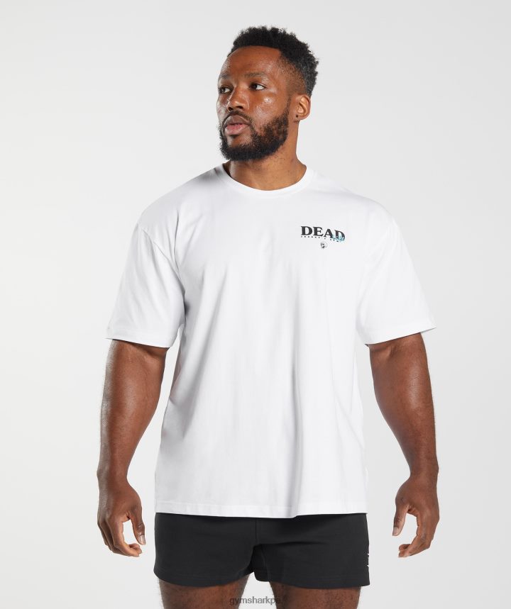Gymsharkcamiseta de peso muerto hombres blanco PFTJ2N784 ropa