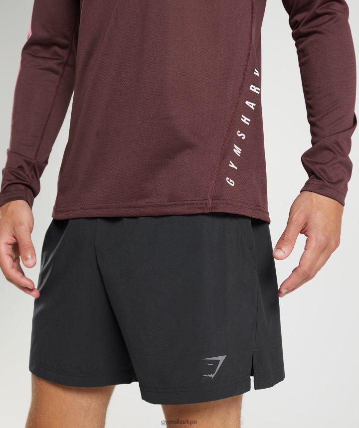Gymsharkcamiseta deportiva de manga larga hombres granate al horno/negro jaspeado PFTJ2N681 ropa