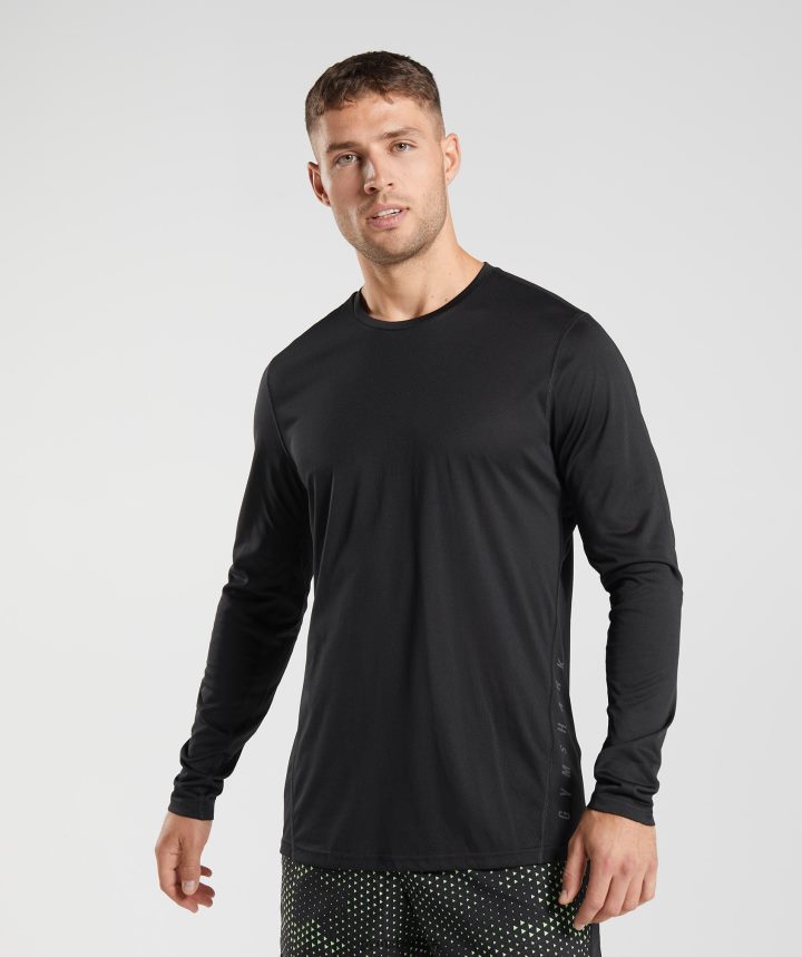 Gymsharkcamiseta deportiva de manga larga hombres negro/negro marga PFTJ2N584 ropa