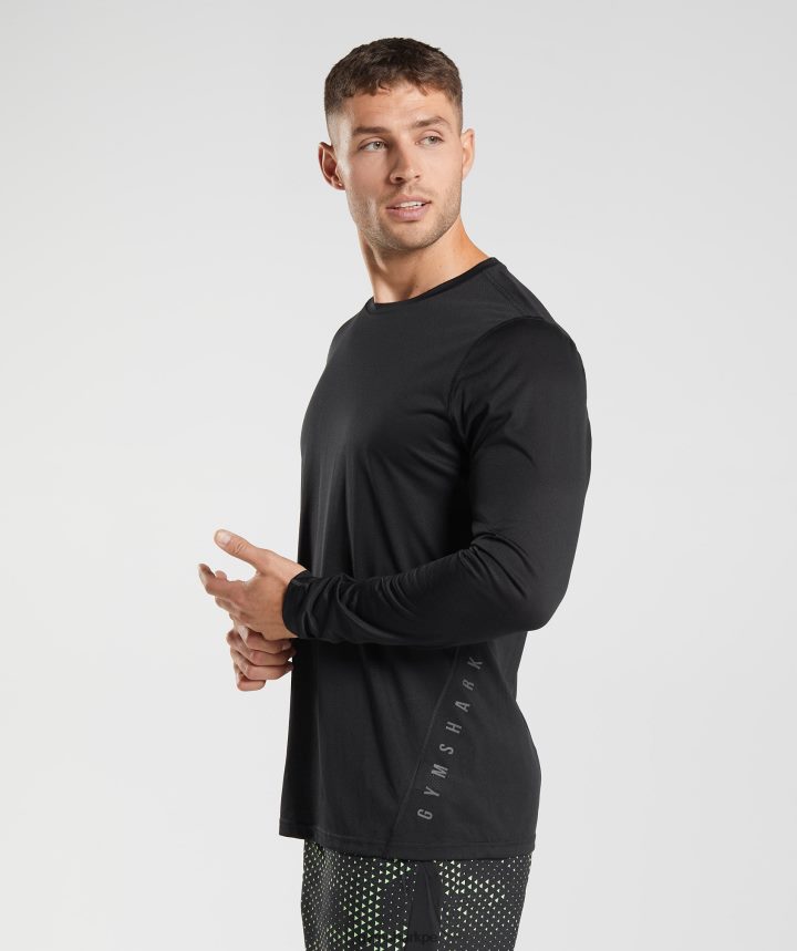 Gymsharkcamiseta deportiva de manga larga hombres negro/negro marga PFTJ2N584 ropa