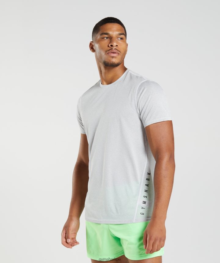 Gymsharkcamiseta deportiva hombres blanco/gris humo jaspeado PFTJ2N756 ropa