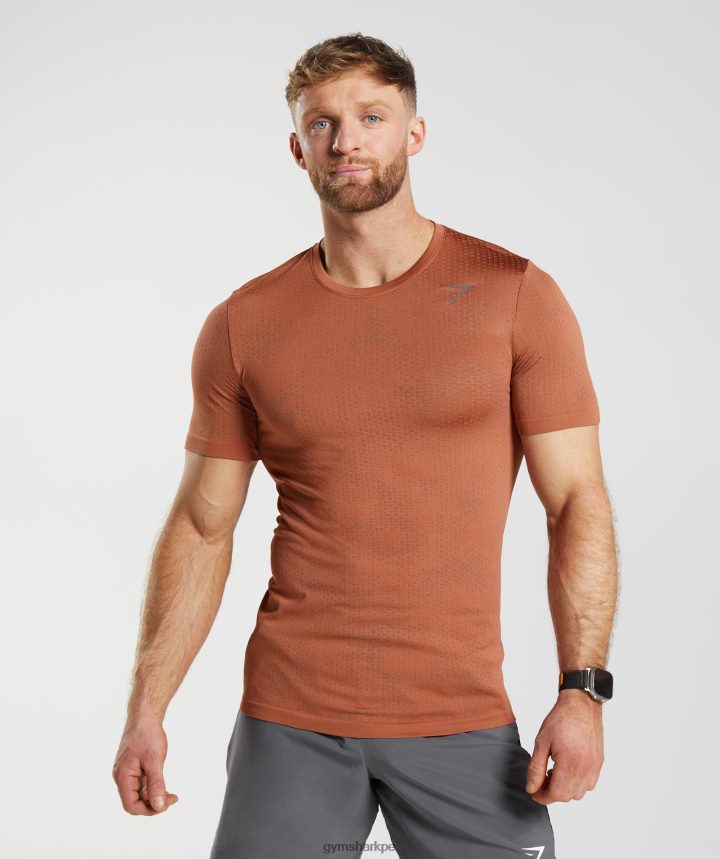 Gymsharkcamiseta deportiva sin costuras hombres rojo caqui/marrón cálido PFTJ2N721 ropa
