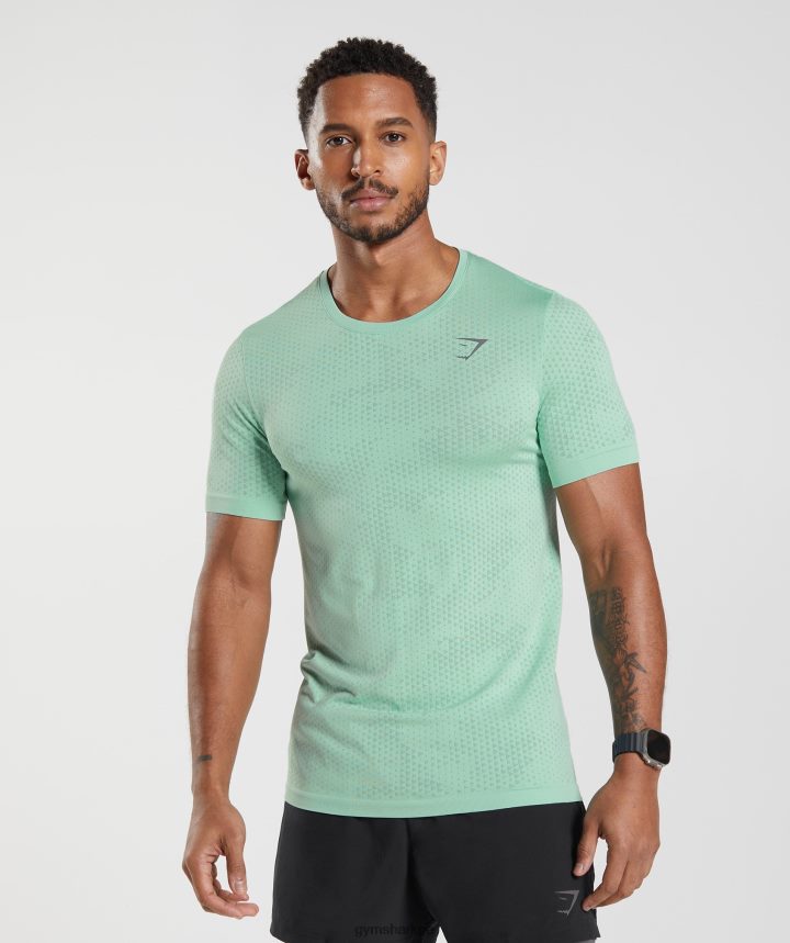 Gymsharkcamiseta deportiva sin costuras hombres verde pastel/verde sauce PFTJ2N715 ropa