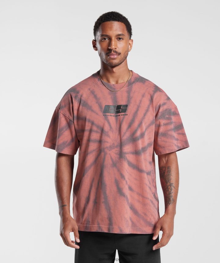 Gymsharkcamiseta dia de descanso hombres rosa terracota/granate empolvado/lavado óptico en espiral PFTJ2N775 ropa