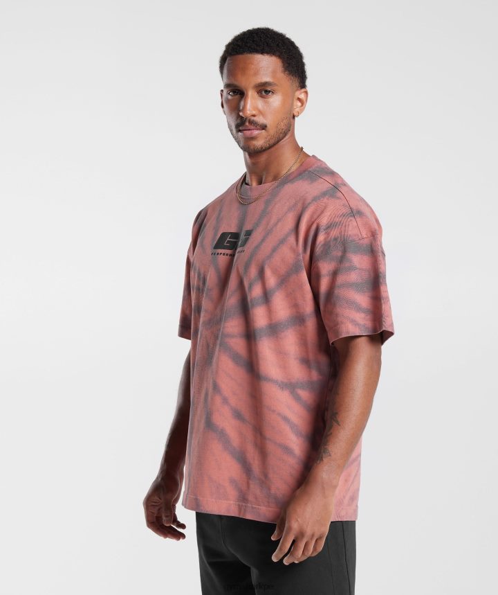 Gymsharkcamiseta dia de descanso hombres rosa terracota/granate empolvado/lavado óptico en espiral PFTJ2N775 ropa
