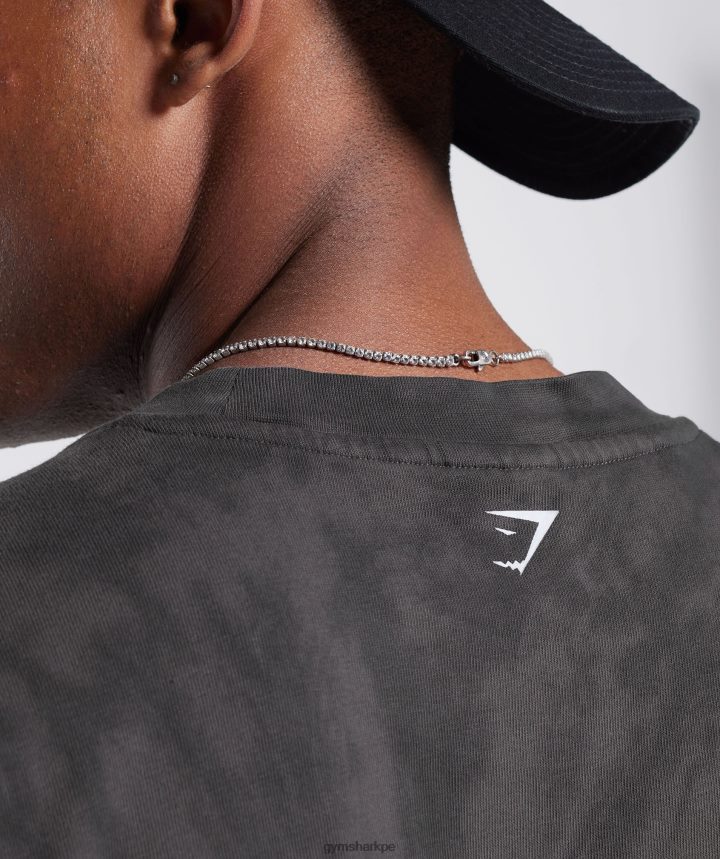 Gymsharkcamiseta dia de descanso hombres silueta gris/negro/lavado óptico espiral PFTJ2N772 ropa