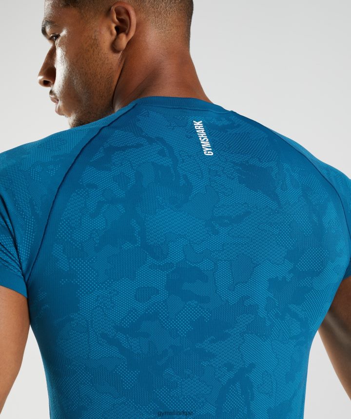 Gymsharkcamiseta geo sin costuras hombres azul atlántico/azul tiburón PFTJ2N640 ropa