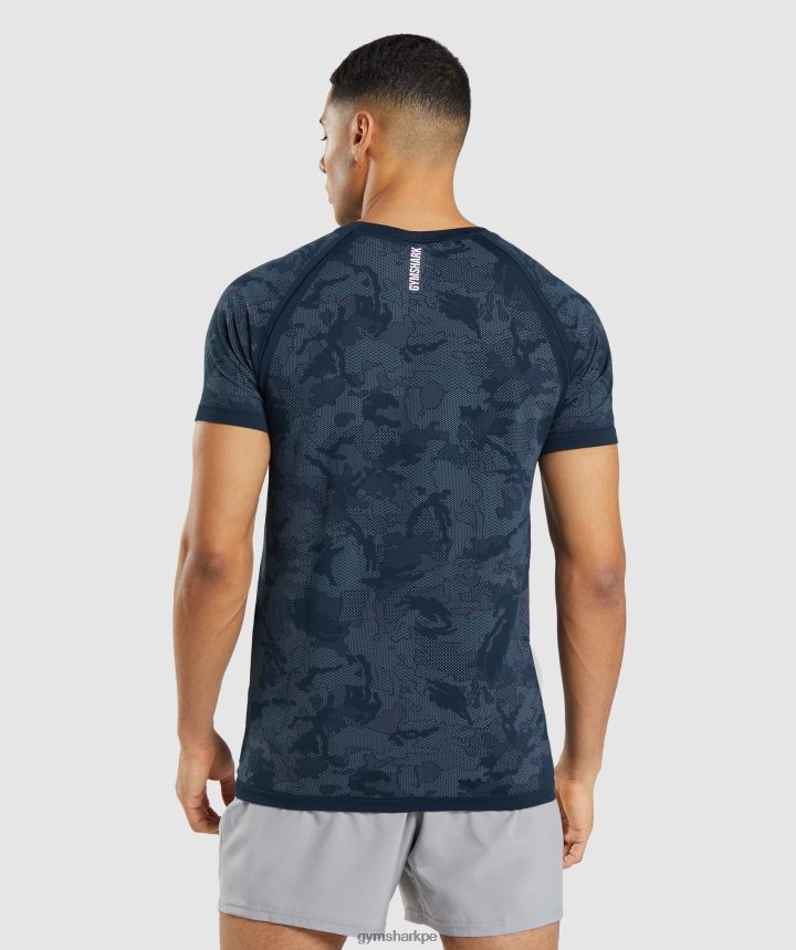 Gymsharkcamiseta geo sin costuras hombres azul marino/niebla azul PFTJ2N719 ropa