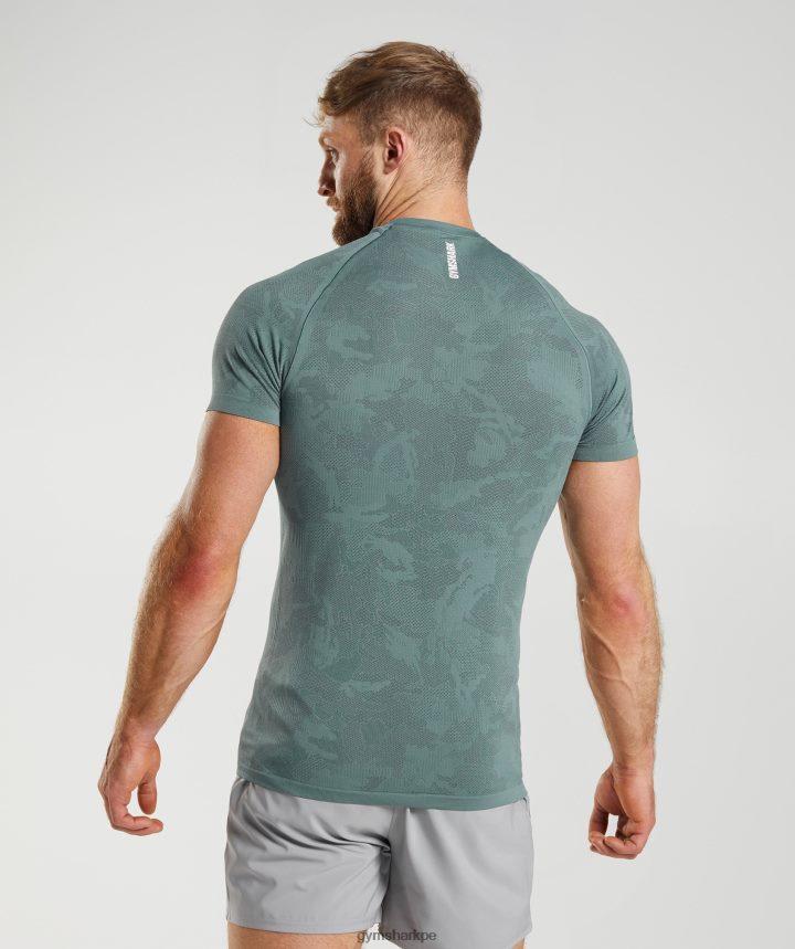 Gymsharkcamiseta geo sin costuras hombres azul trueno/gris cósmico PFTJ2N737 ropa