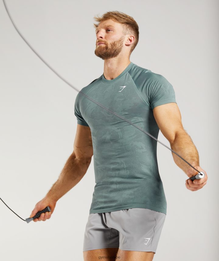 Gymsharkcamiseta geo sin costuras hombres azul trueno/gris cósmico PFTJ2N737 ropa