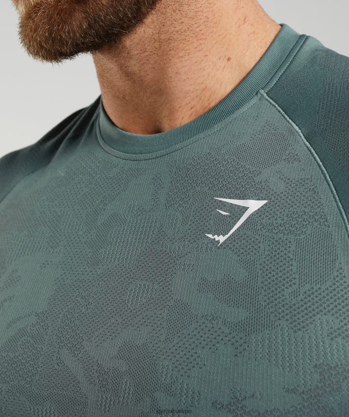 Gymsharkcamiseta geo sin costuras hombres azul trueno/gris cósmico PFTJ2N737 ropa