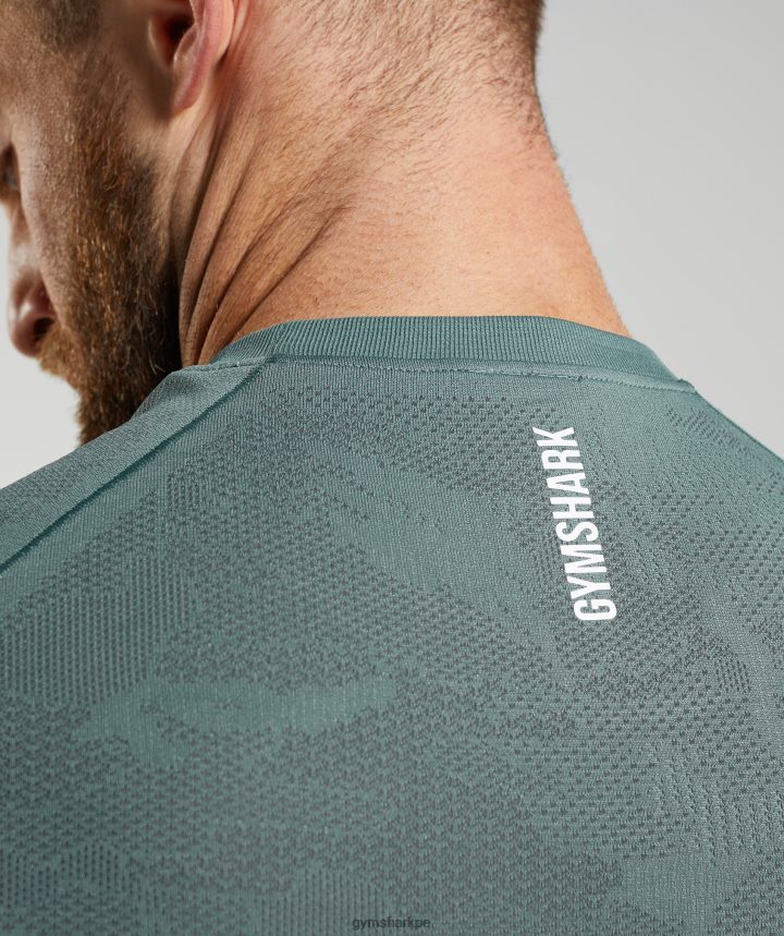 Gymsharkcamiseta geo sin costuras hombres azul trueno/gris cósmico PFTJ2N737 ropa