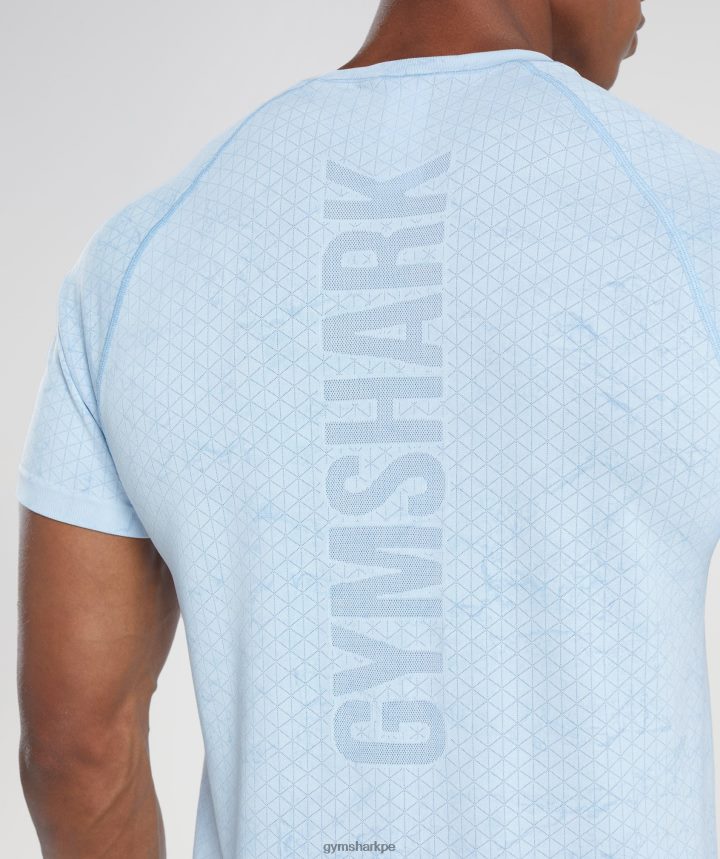 Gymsharkcamiseta geo sin costuras hombres blanco/azul piedra luna PFTJ2N604 ropa