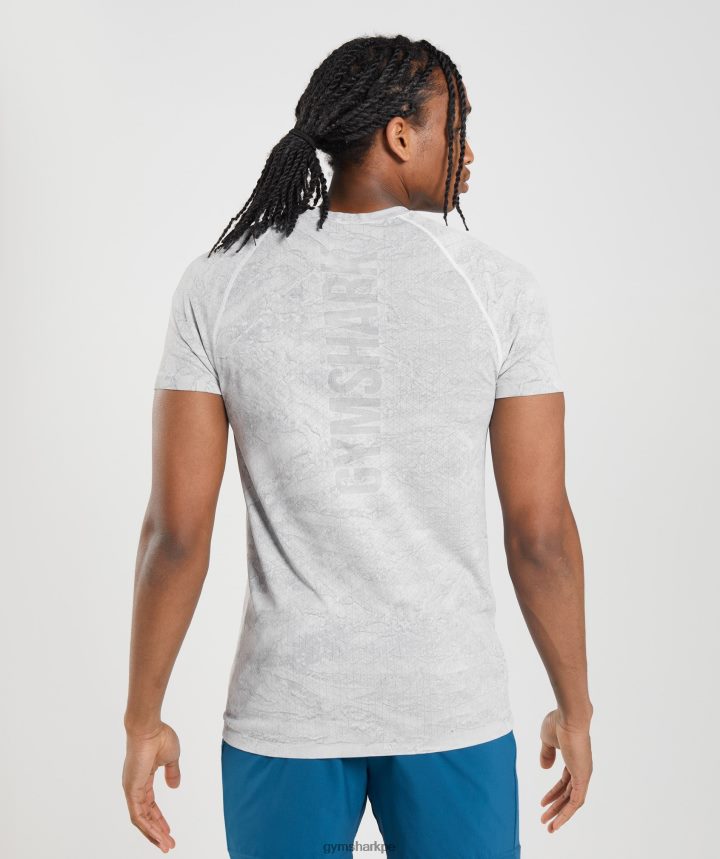 Gymsharkcamiseta geo sin costuras hombres blanco hueso/gris claro PFTJ2N618 ropa